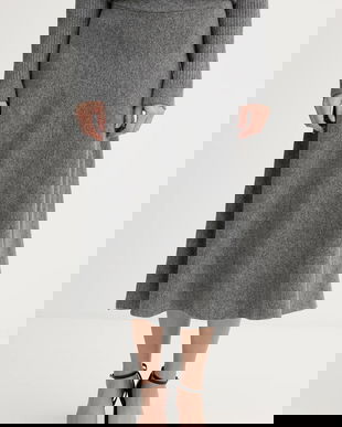 United Colors of Benetton fustă cu lână culoarea gri, midi, evazați, 1444D002B