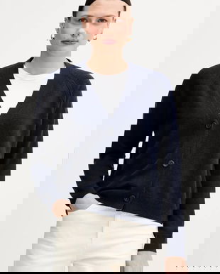 Sisley cardigan din amestec de lână culoarea bleumarin, light, 102HM602Q