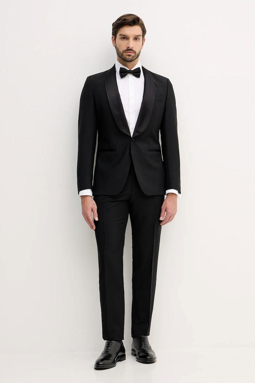 BOSS costum de lână culoarea negru, uni, 50551762