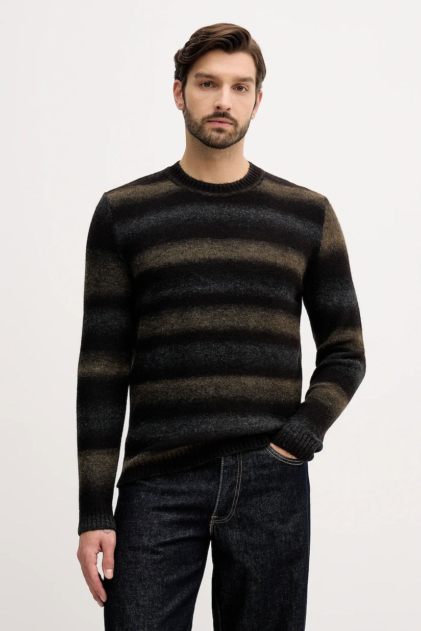 United Colors of Benetton pulover din amestec de lână culoarea negru, 1HNNK10AT