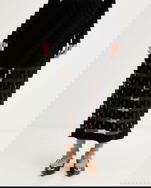 Liviana Conti fustă de lână culoarea negru, midi, evazați, L5WA78