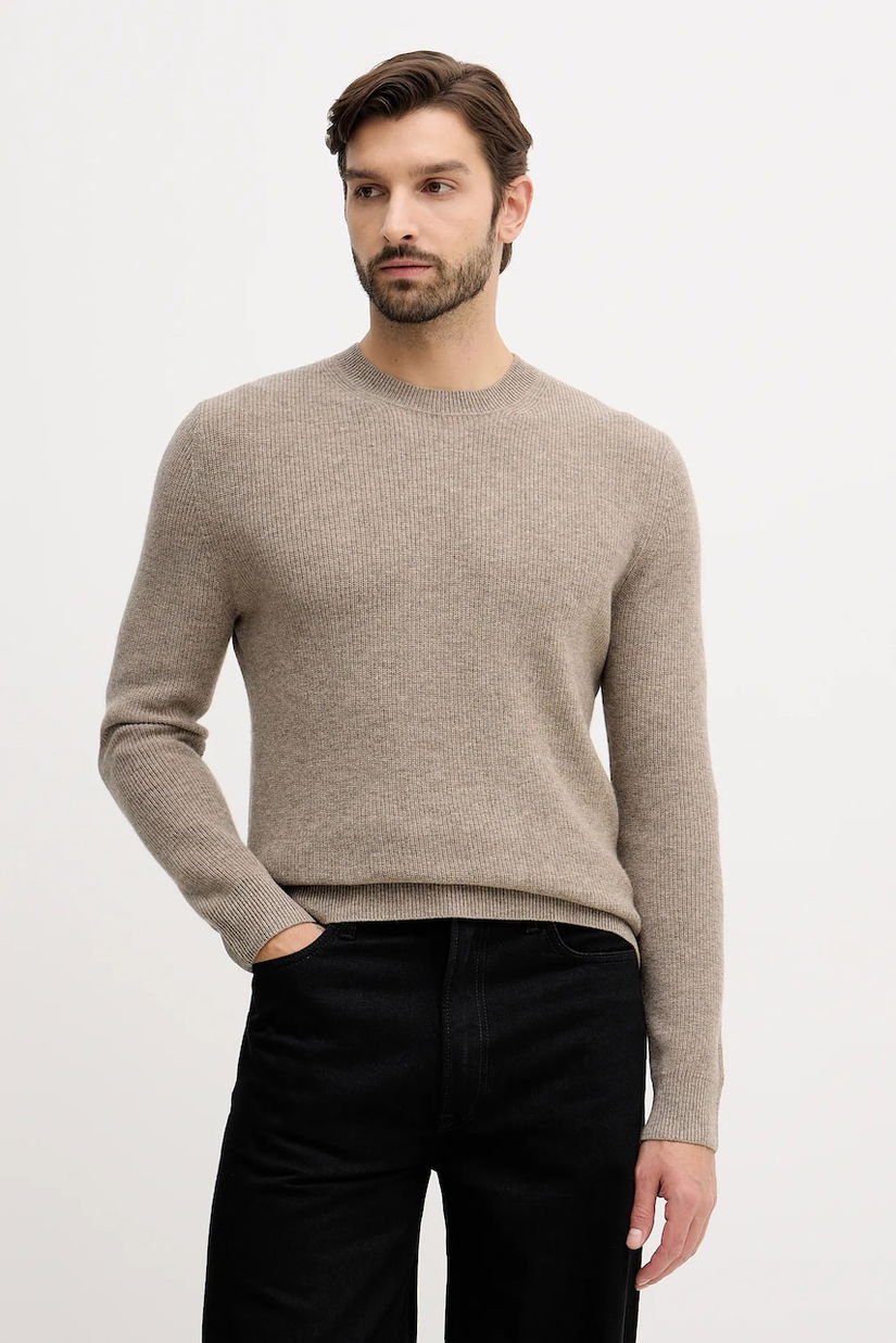 Sisley pulover din amestec de lână culoarea bej, 18AYS104I