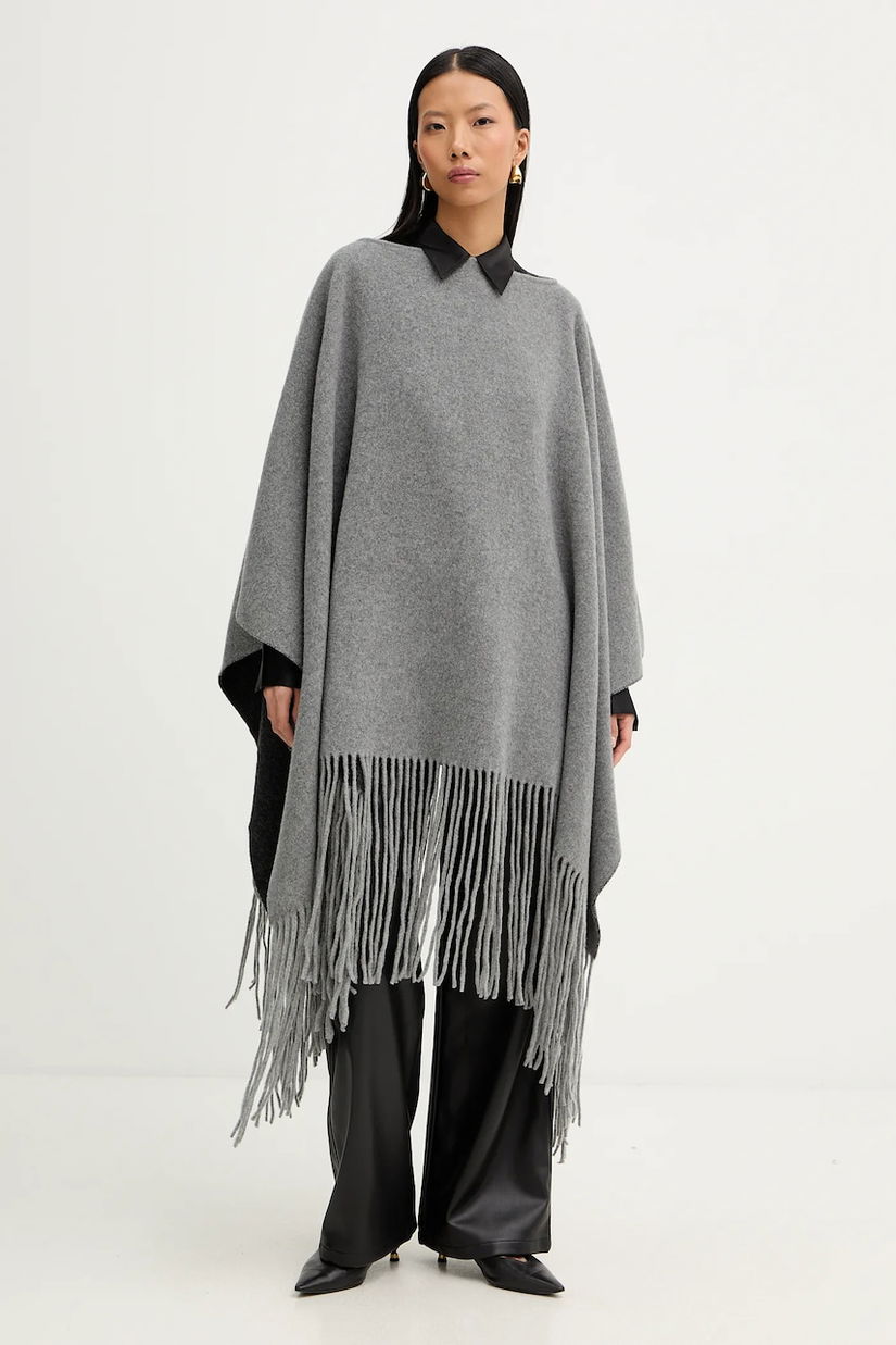 Liviana Conti poncho de lână culoarea gri, călduros, A5WF58
