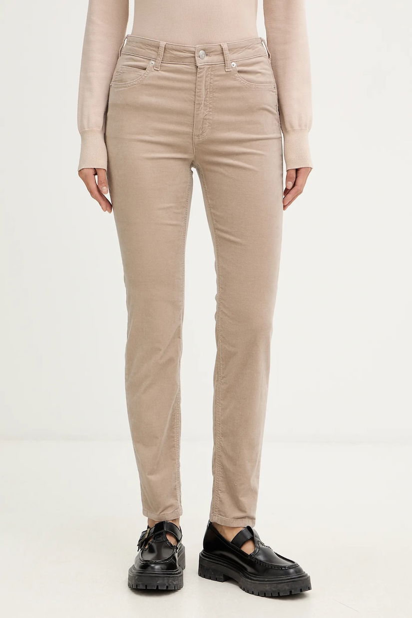 Marc O'Polo pantaloni culoarea bej, mulată, high waist, 511096811111
