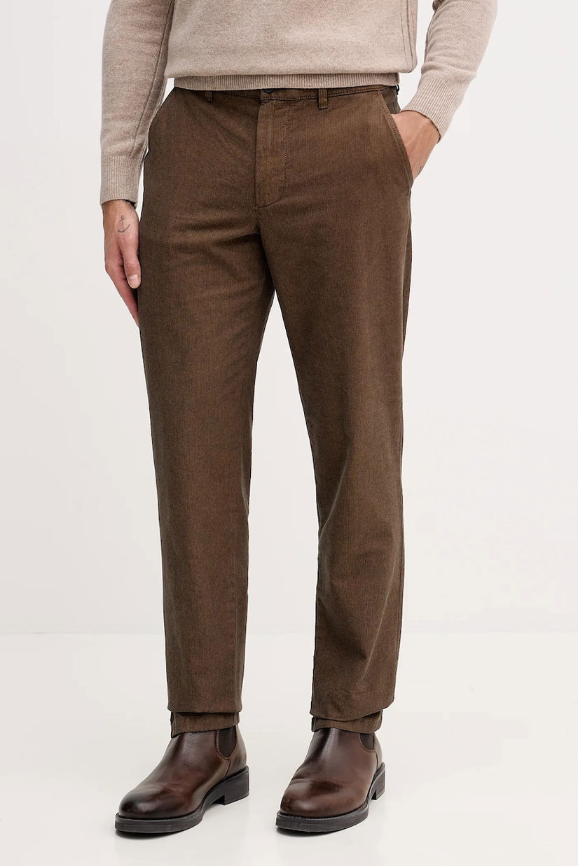 United Colors of Benetton pantaloni de bumbac culoarea maro, cu fason chinos, 49L6UF05Z