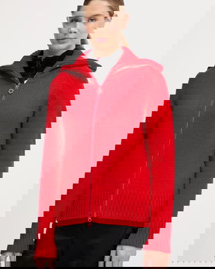 Newland cardigan din amestec de lână LADY W FULL ZIP culoarea roșu, călduros, N46808.116