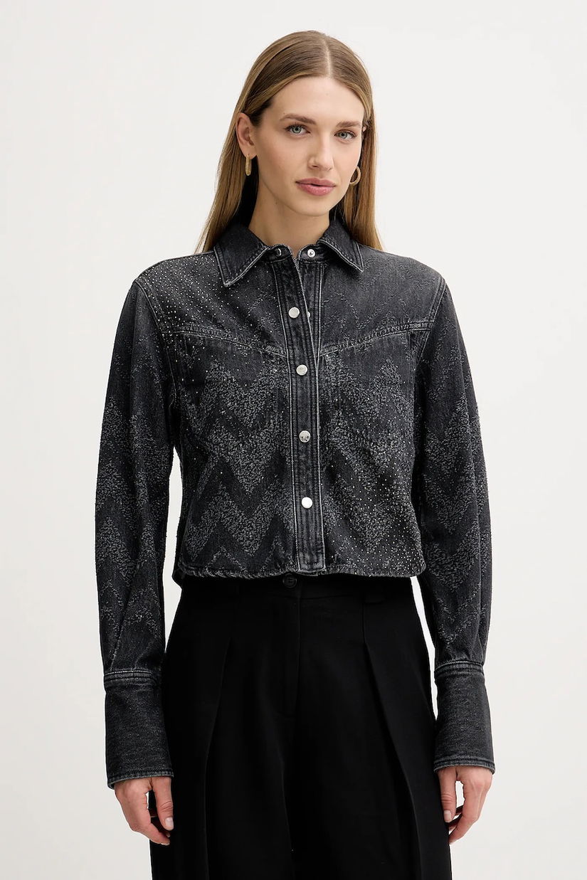 BOSS Orange cămașă jeans culoarea gri, cu guler clasic, regular, 50548445