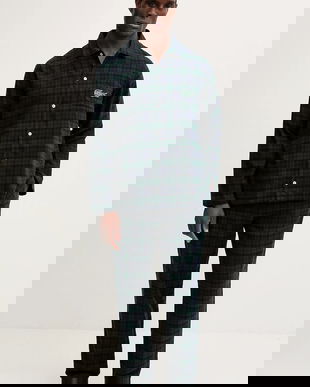 Lacoste pijamale de bumbac culoarea bleumarin, cu imprimeu, 4H5049