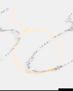 Tory Burch brățară placată cu aur Delicate Kira Pearl 163697-749