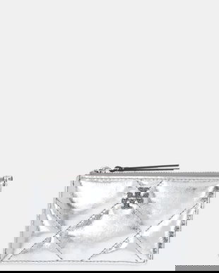 Tory Burch portofel de piele Kira Diamond culoarea argintiu, 175012-040