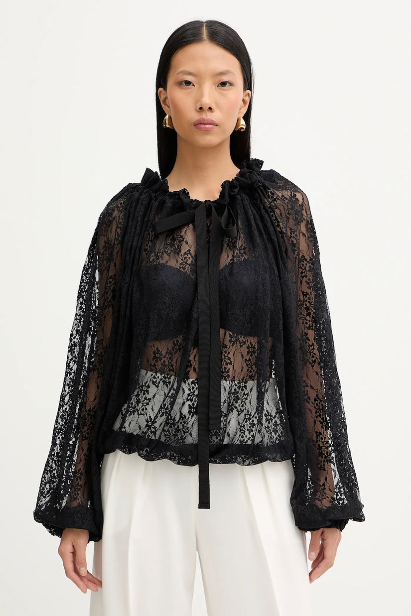 Patou bluză culoarea negru, uni, JE1749968