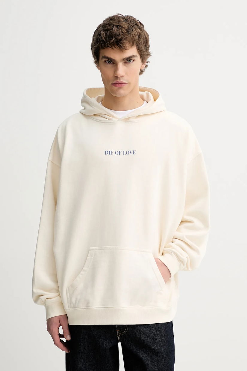 Kaotiko hanorac de bumbac culoarea bej, cu glugă, cu imprimeu, AR057-01-G002