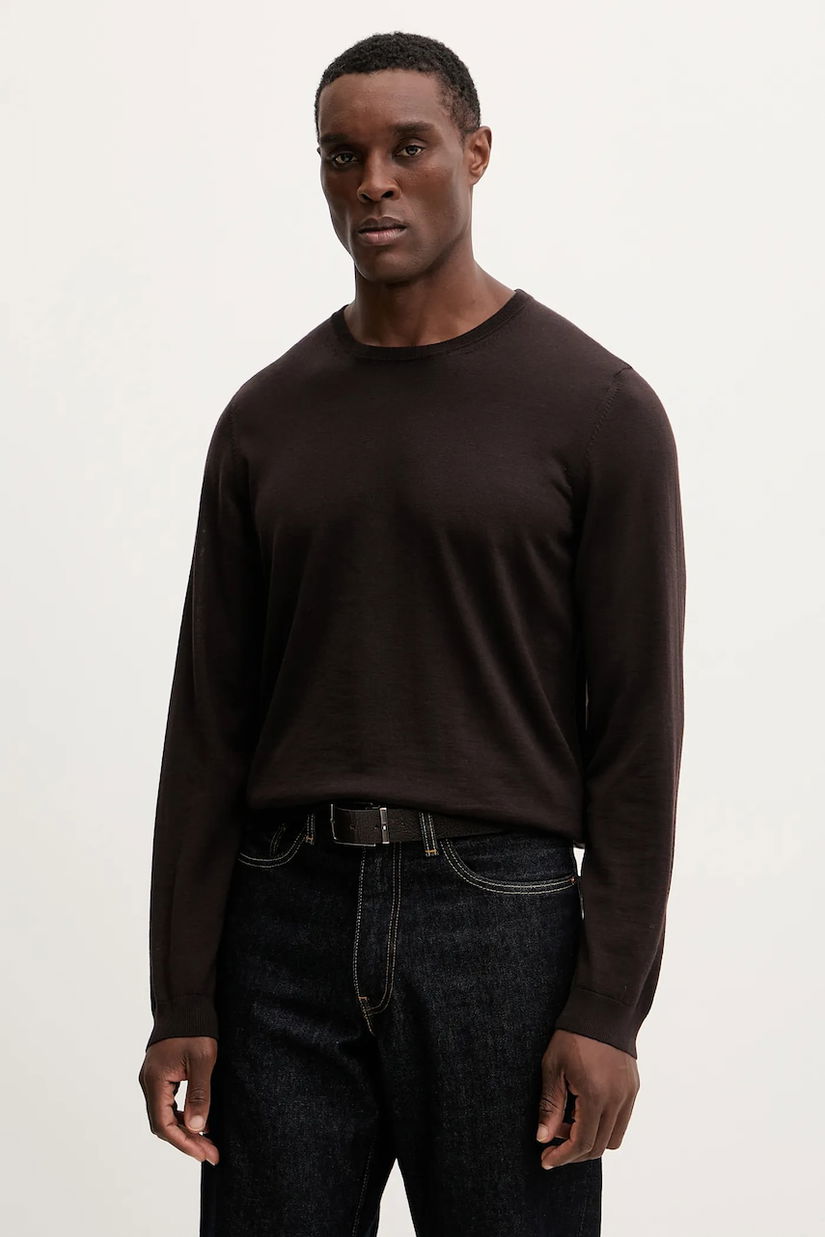 BOSS pulover de lână culoarea maro, light, 50468239