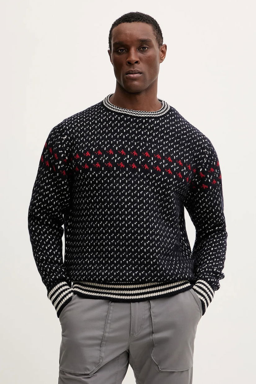 Mammut pulover de lână Mammut x Cabourn Direttissima culoarea bleumarin, călduros, 1014.07060