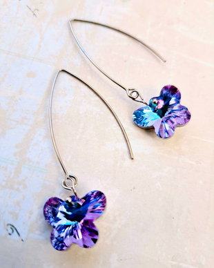 Cercei fluturi sticla tip Swarovski