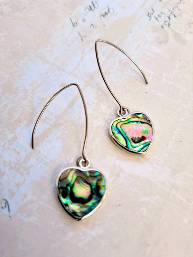 Cercei inimi Paua Shell