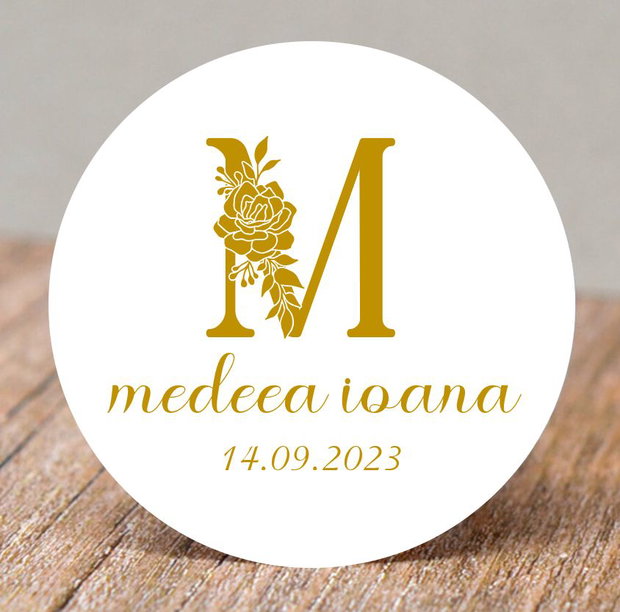 Etichete mărturii botez fetițe cu monogramă