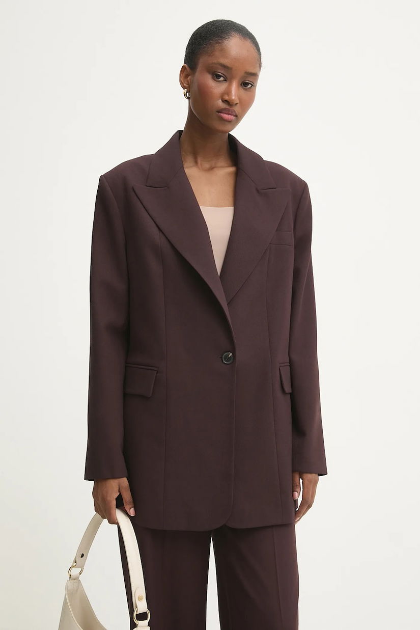 Answear.LAB sacou culoarea bordo, un singur rand de nasturi, neted