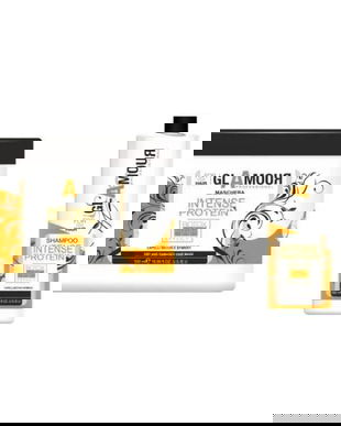 Set pentru par degradat, sampon (1000ml) si masca (1000ml) cu proteine cu efect de botox, Glamour