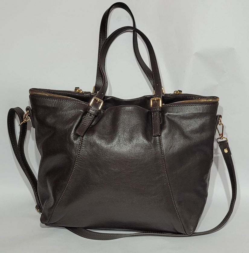 Geanta din piele maro ciocolatiu