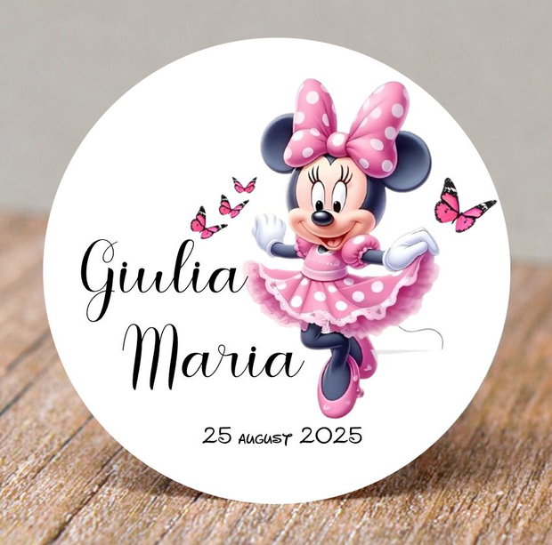 Etichete personalizate pentru botez Minnie mouse