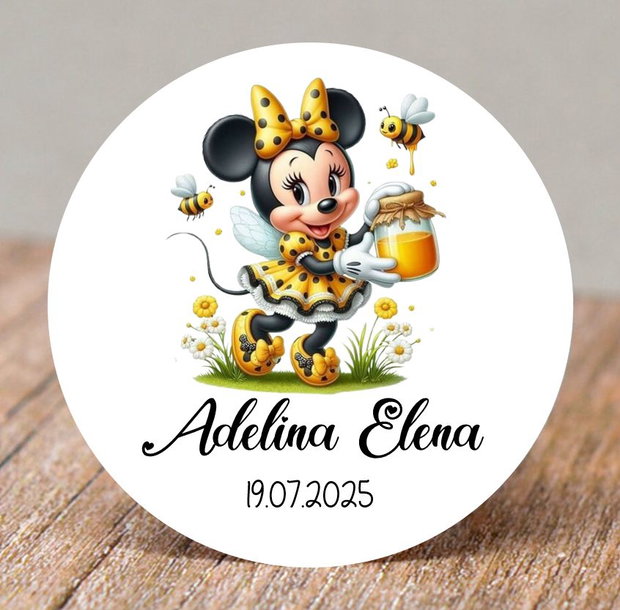 Etichete personalizate pentru botez Minnie mouse