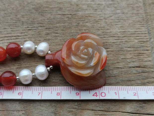 Colier carneol & perle