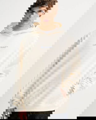 Kaotiko hanorac de bumbac culoarea bej, cu glugă, cu imprimeu, AR057-01-G002