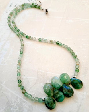Colier CHOKER SMARALD natural & Cuart verde