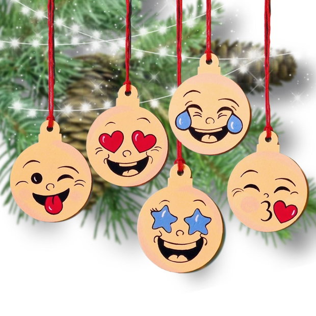 Set glouri Emoji pom de Craciun  pictate manual
