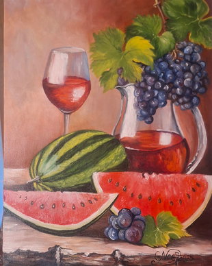Natura statică cu fructe și vin
