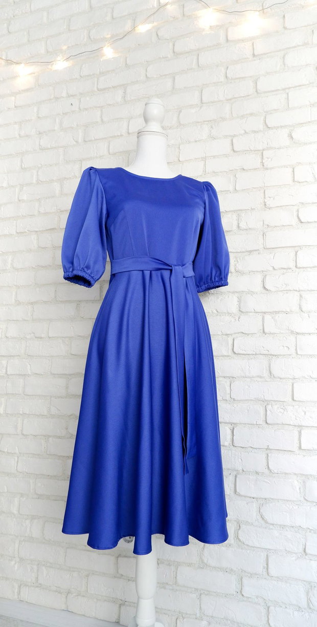Rochie Eleganta Tafta Satinata Albastra