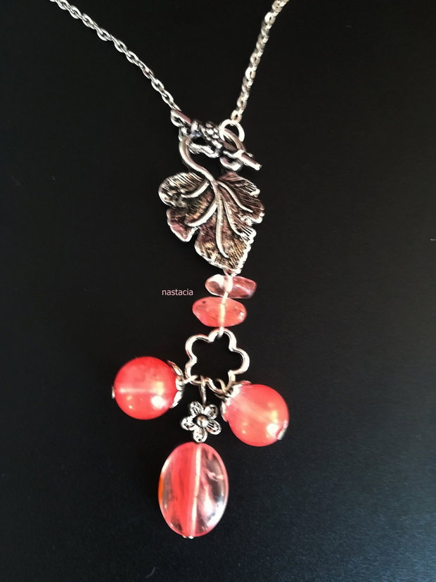 colier cu pandant pietre semipretioase de cherry quartz