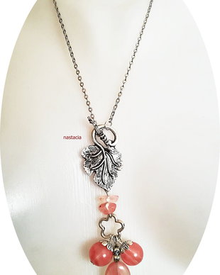 colier cu pandant pietre semipretioase de cherry quartz