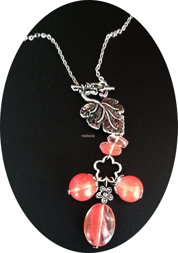 colier cu pandant pietre semipretioase de cherry quartz