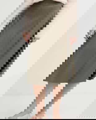 United Colors of Benetton fustă culoarea verde, midi, evazați, 4M3CD0059