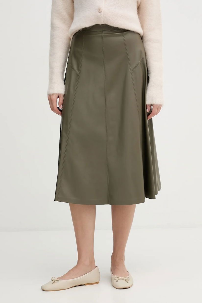 United Colors of Benetton fustă culoarea verde, midi, evazați, 4M3CD0059