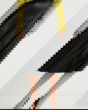 United Colors of Benetton fustă culoarea negru, midi, evazați, 4M3CD0059