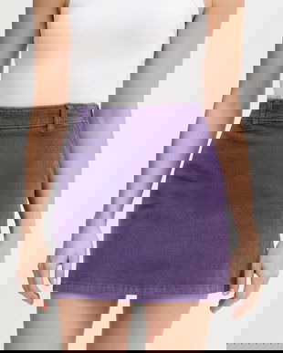 United Colors of Benetton fustă din velur culoarea violet, mini, drept, 41ULD005B