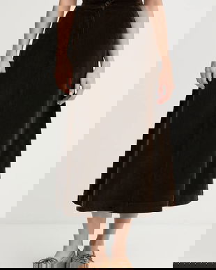 United Colors of Benetton fustă din bumbac culoarea maro, midi, evazați, 494BD0058