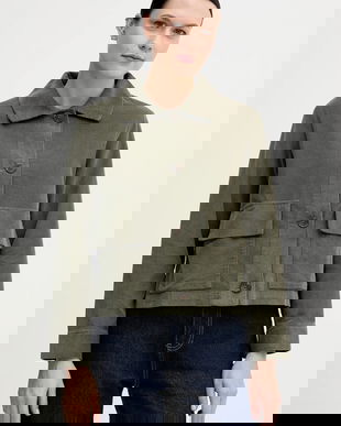 United Colors of Benetton cămașă din velur culoarea verde, cu guler clasic, regular, 294BDN091