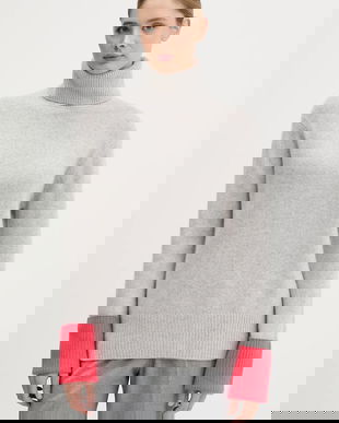 FROM FUTURE pulover de cașmir culoarea gri, light, cu guler, WPL02189