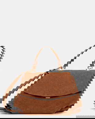 Answear Lab geanta de mana din piele intoarsa culoarea maro