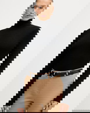 Sisley pulover culoarea maro, light, cu guler, 11BAM201C