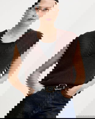 Sandro Ferrone vestă de lână culoarea maro, S9YBFNICO