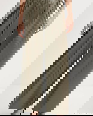 United Colors of Benetton pantaloni culoarea verde, lat, high waist, 4M3CDF0A8