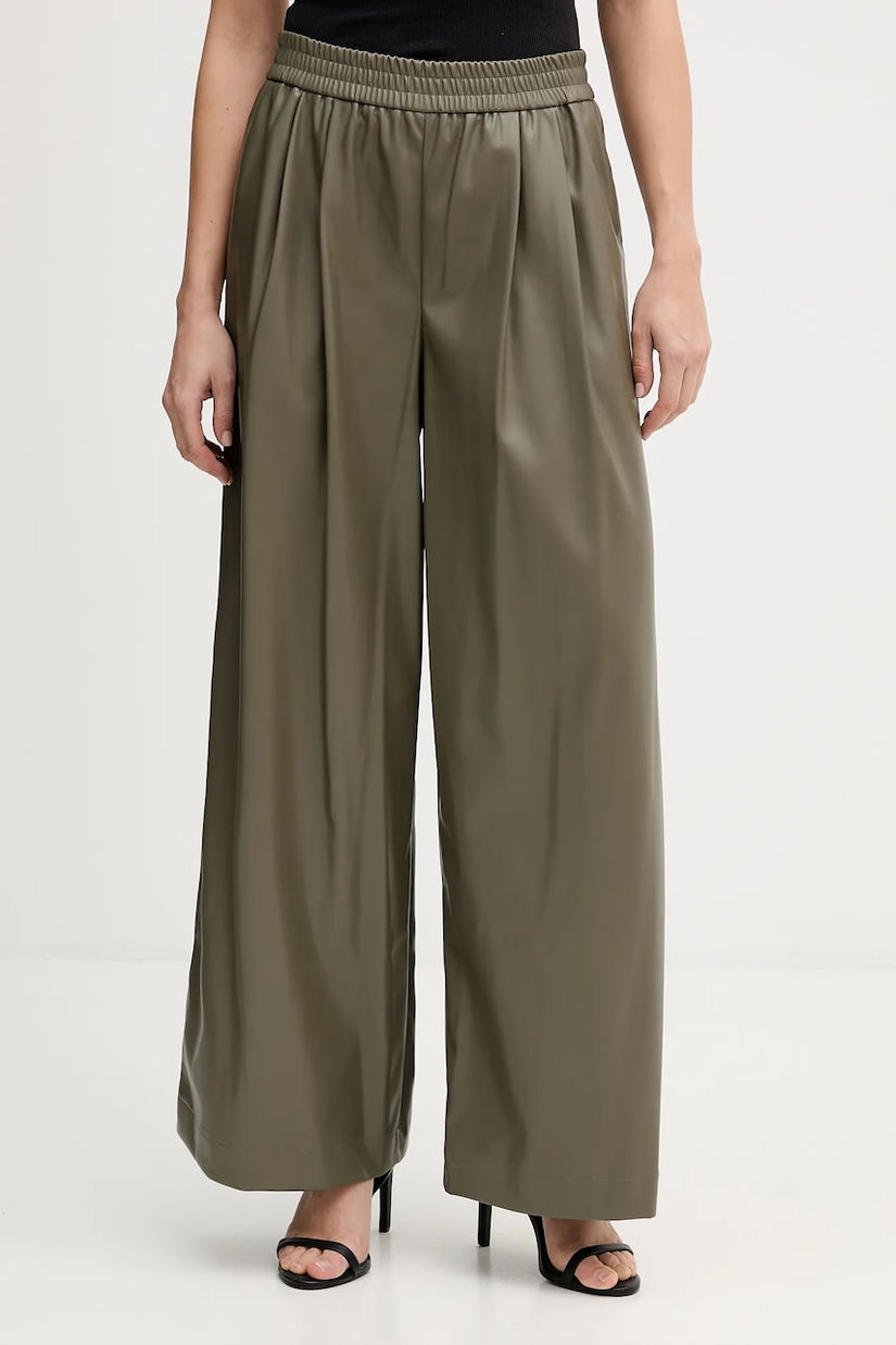 United Colors of Benetton pantaloni culoarea verde, lat, high waist, 4M3CDF0A8