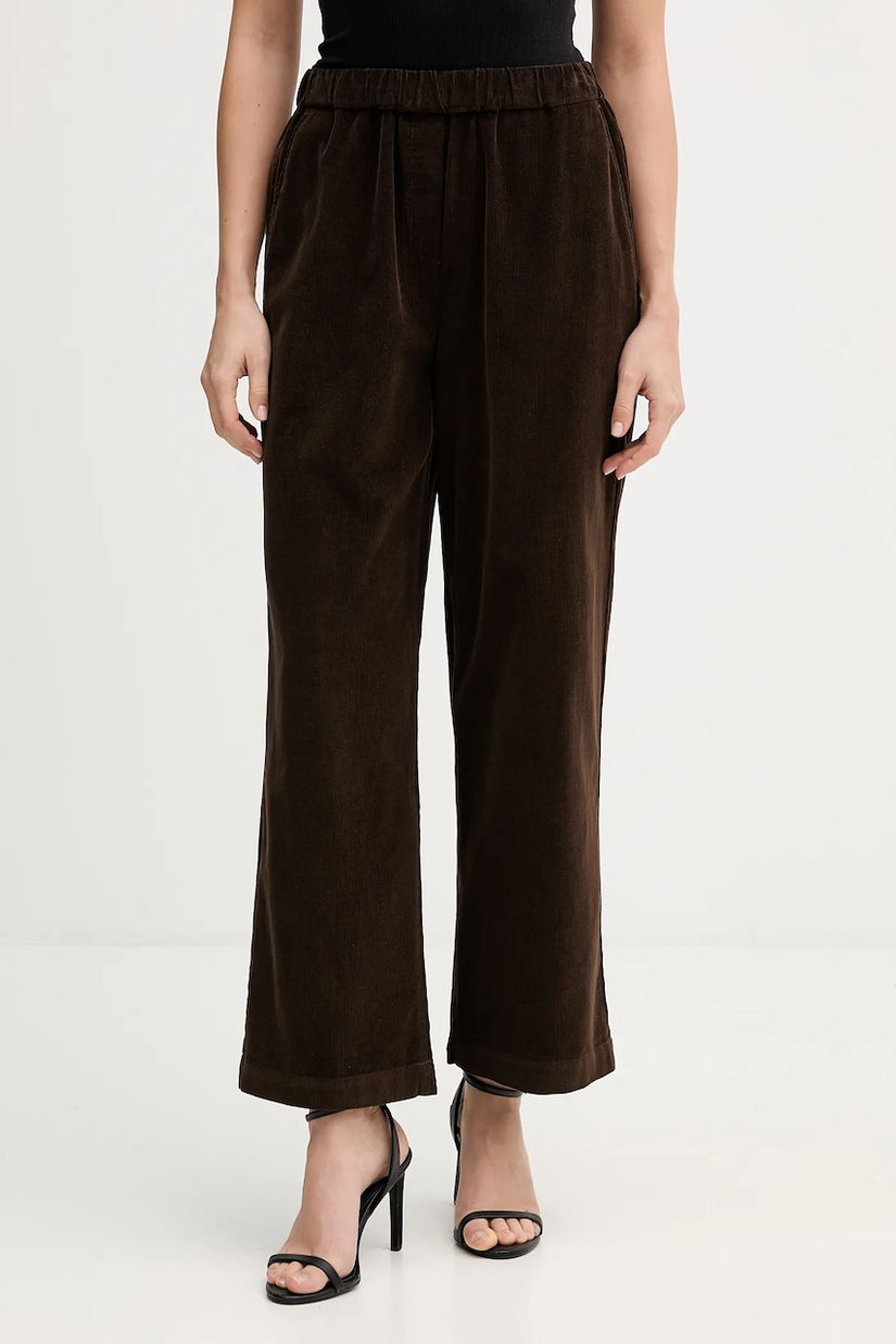 United Colors of Benetton pantaloni de bumbac culoarea maro, lat, high waist, 494BDF0A7