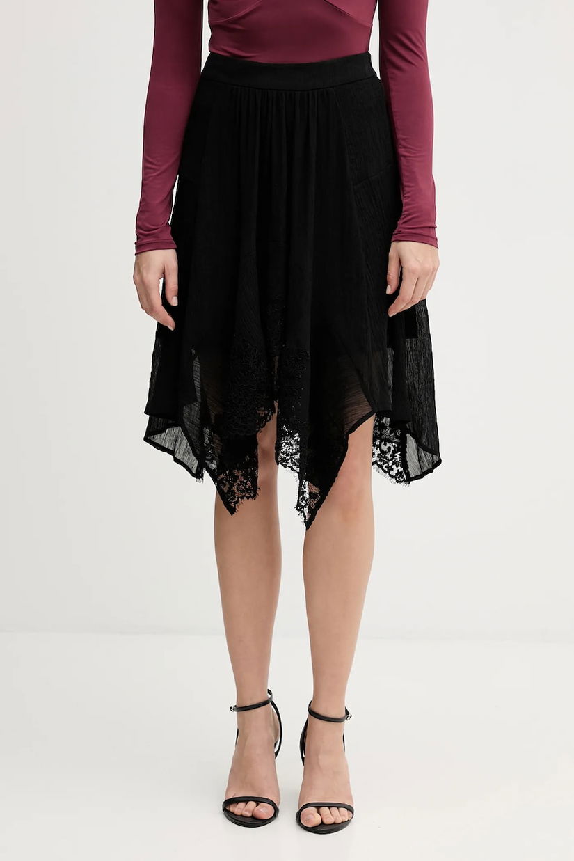 Sisley fustă culoarea negru, midi, evazați, 40RBL002Y