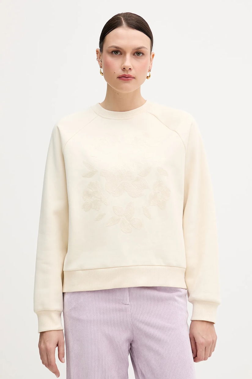 United Colors of Benetton bluză culoarea bej, cu imprimeu, 3MTZD10B6